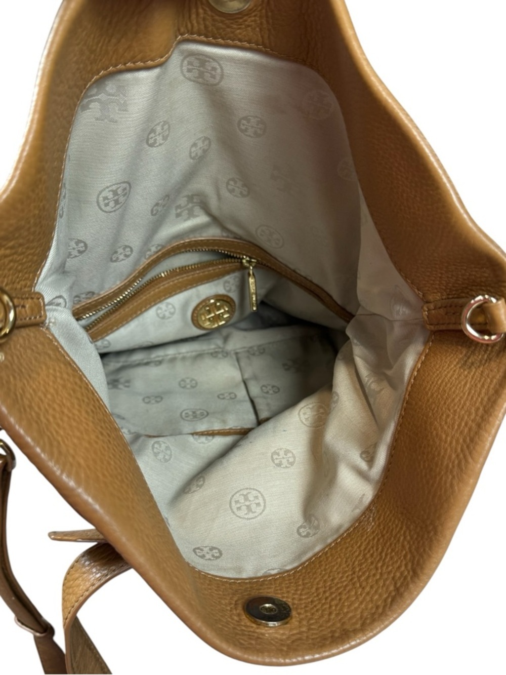 Tory Burch Amanda Camel Tan Pebbled Leather Foldover Crossbody Bag - Picture 5 of 10
